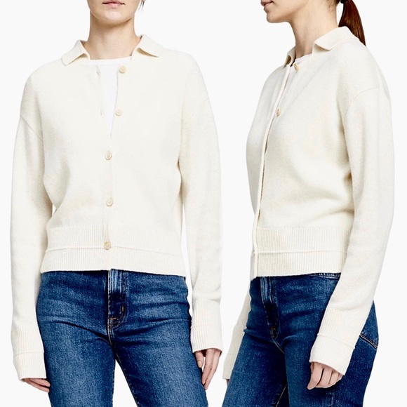 Theory Cropped Cardigan Sweater, Ivory, 100% Cashmere, Small, Pristine EUC - Picture 7 of 16